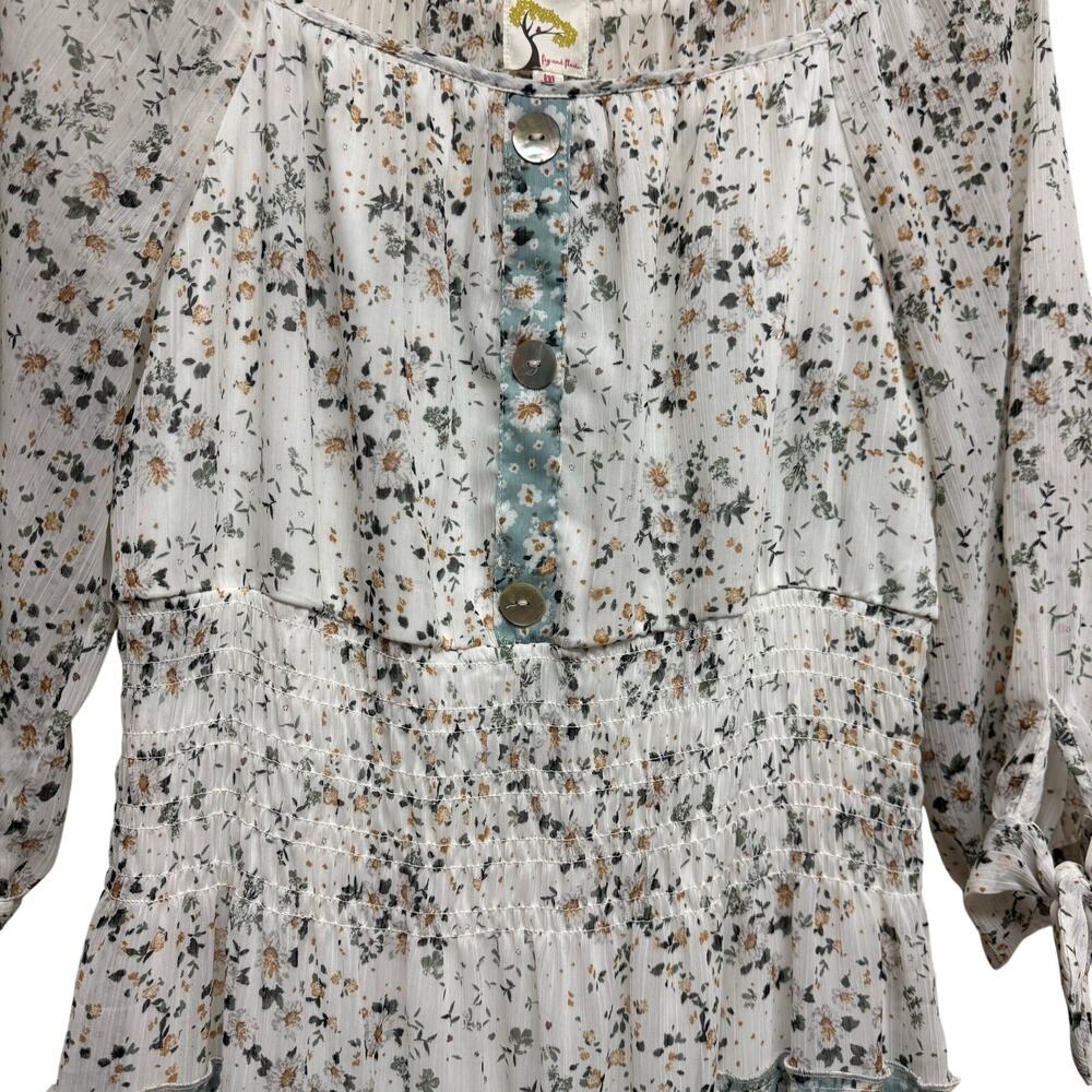 Fig & Flower Floral Tiered Midi Dress Boho Cottagecore  Size Medium - Picture 4 of 7